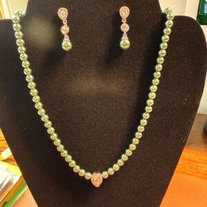 Charter Club Elegant Green Pearl Necklace and Earring Set
